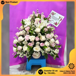 Bunga Meja Mawar & Lili Eksklusif Diameter 50cm (Best Product)