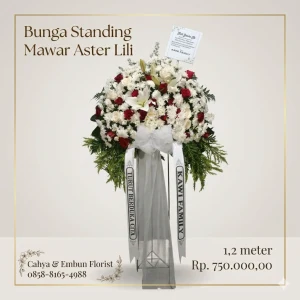 Bunga Standing Duka Cita Mawar Merah Putih & Lili 1.2 Meter - ST-750R