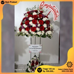 Bunga Standing Congratulations Mawar Merah Mewah Tinggi 120cm - ST-039